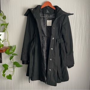 ASOS Maternity Coat Black Belted Winter Jacket Women’s size 6